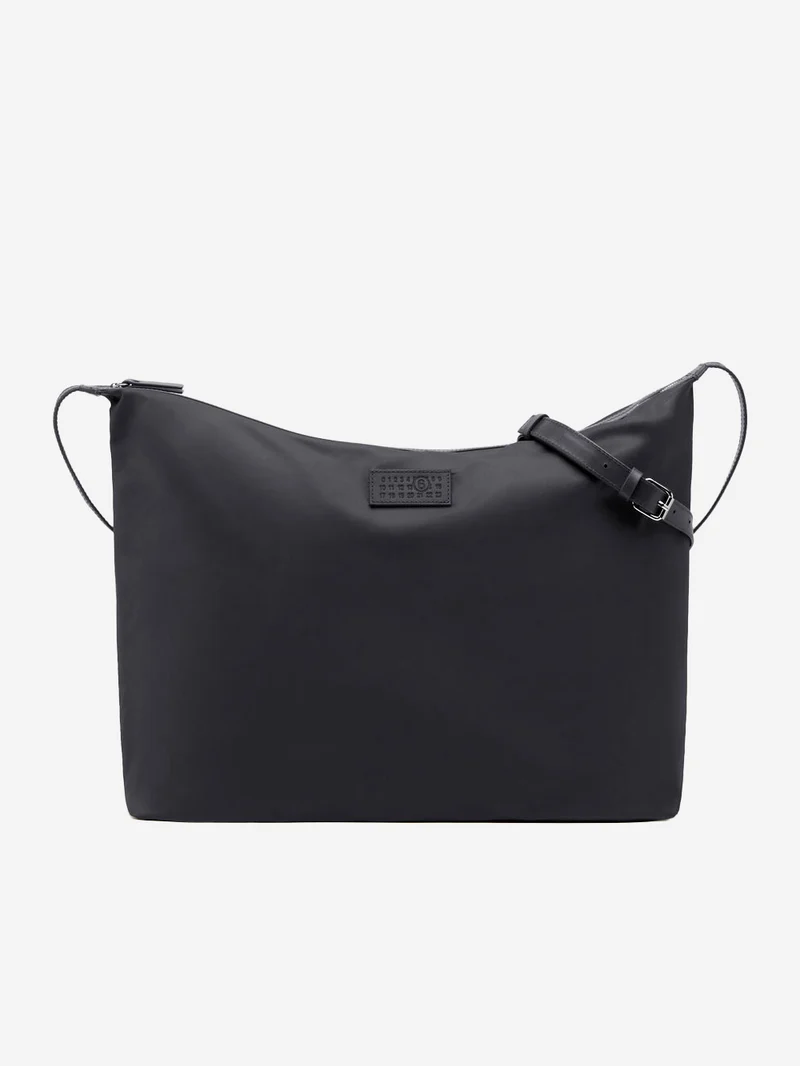 Borsa a Tracolla in Twill di Nylon Nero con patch Numeric