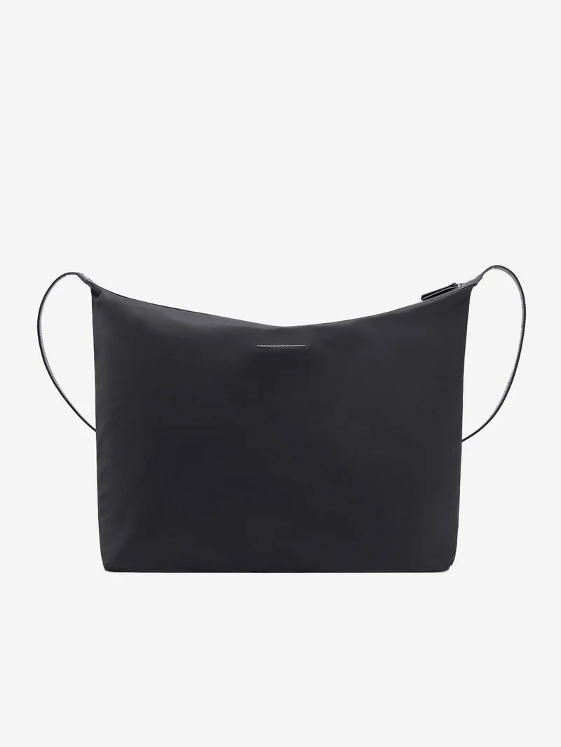Borsa a Tracolla in Twill di Nylon Nero con patch Numeric