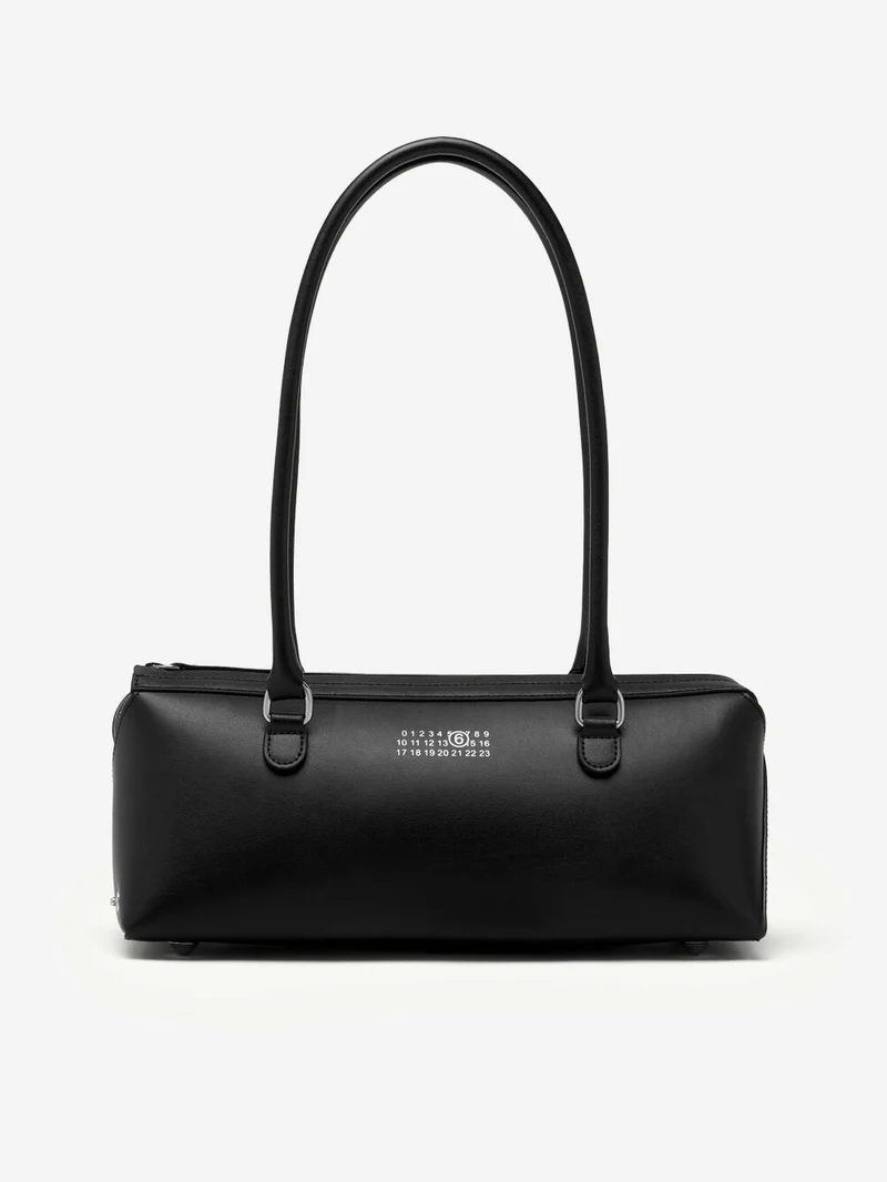 Borsa bauletto a spalla piccola in pelle nera