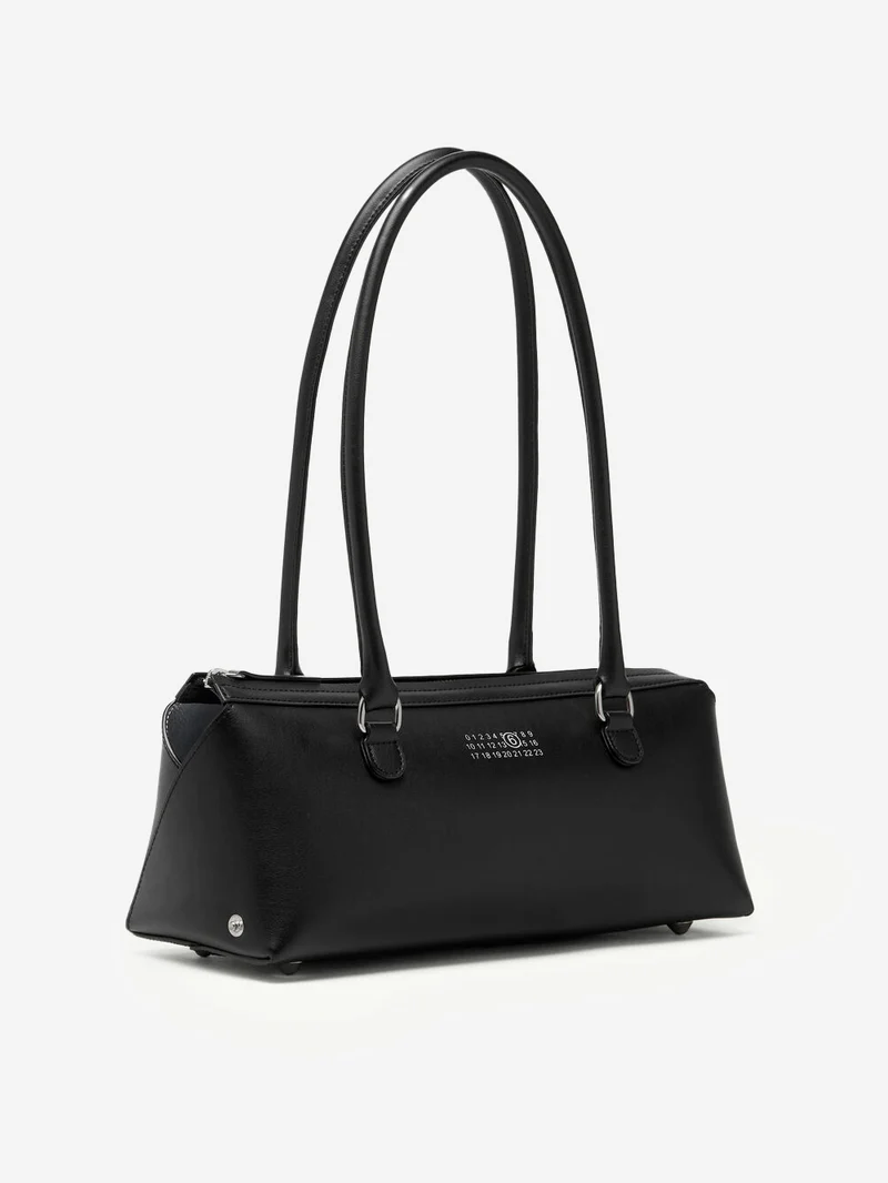 Borsa bauletto a spalla piccola in pelle nera