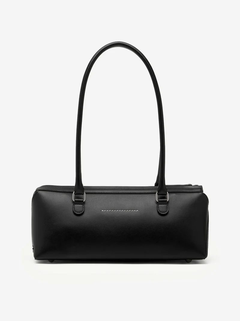 Borsa bauletto a spalla piccola in pelle nera