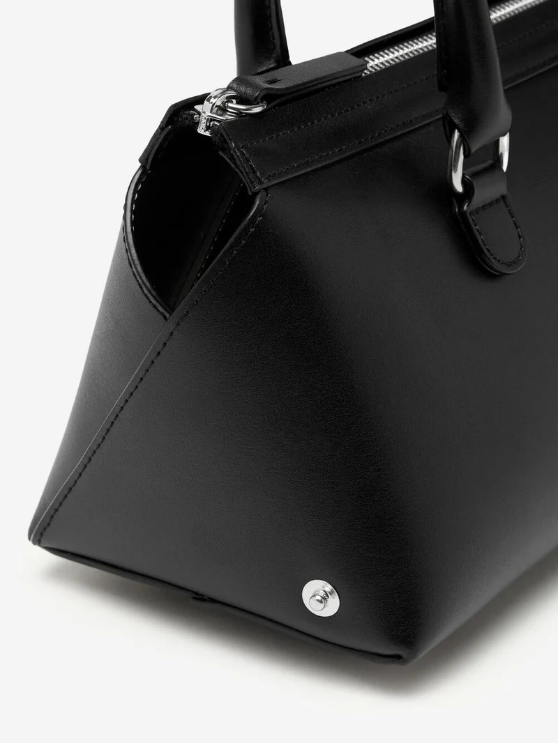 Borsa bauletto a spalla piccola in pelle nera
