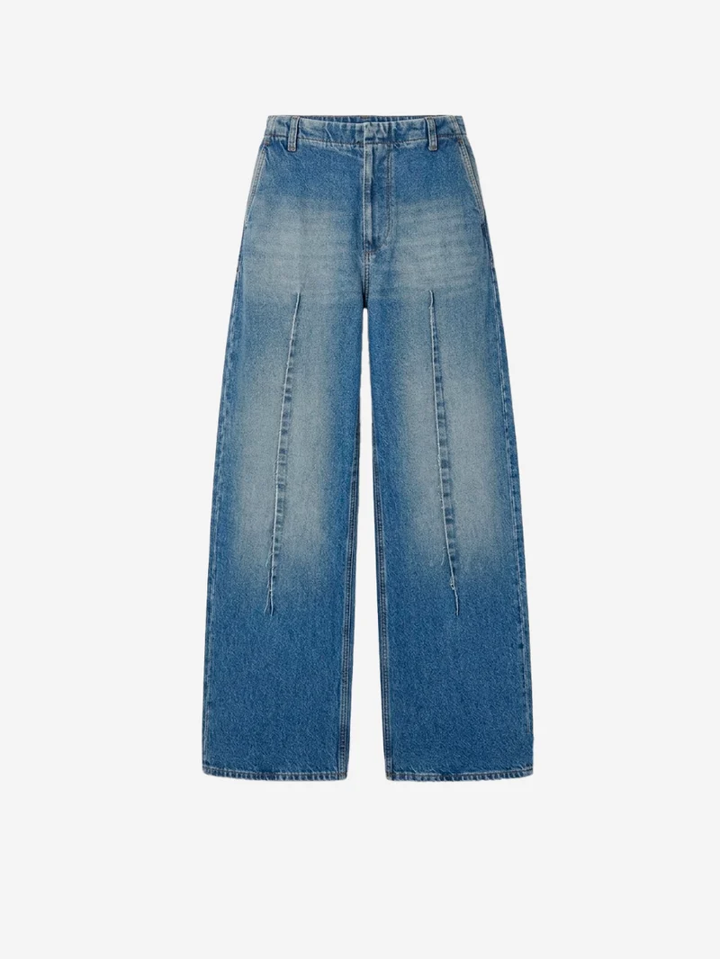 Jeans wide-leg a vita alta in denim Indaco