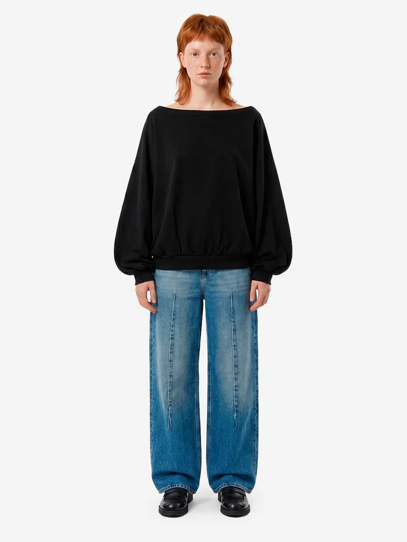 Jeans wide-leg a vita alta in denim Indaco