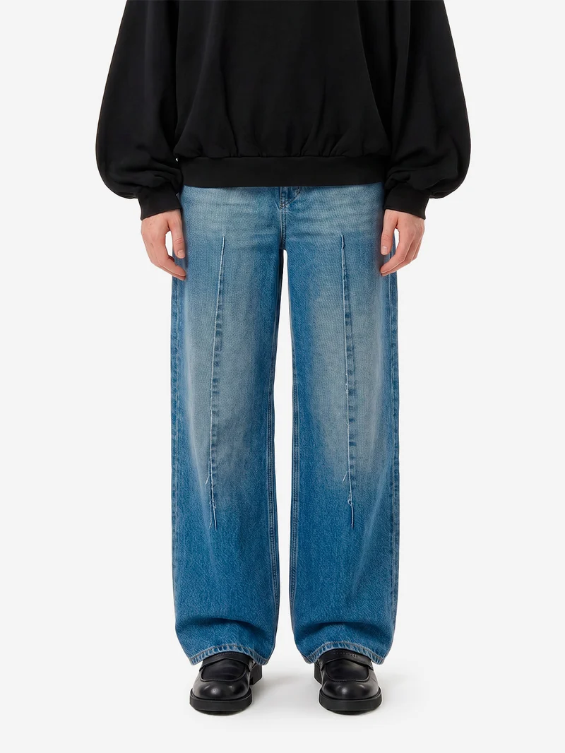 Jeans wide-leg a vita alta in denim Indaco