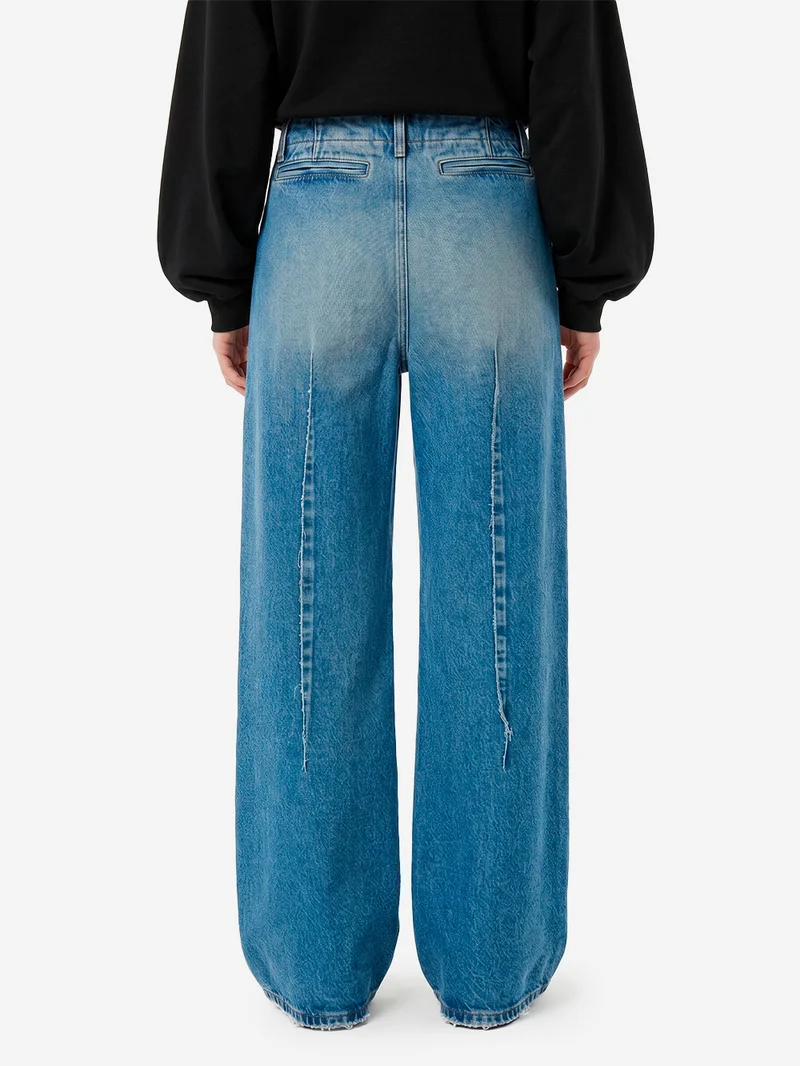 Jeans wide-leg a vita alta in denim Indaco