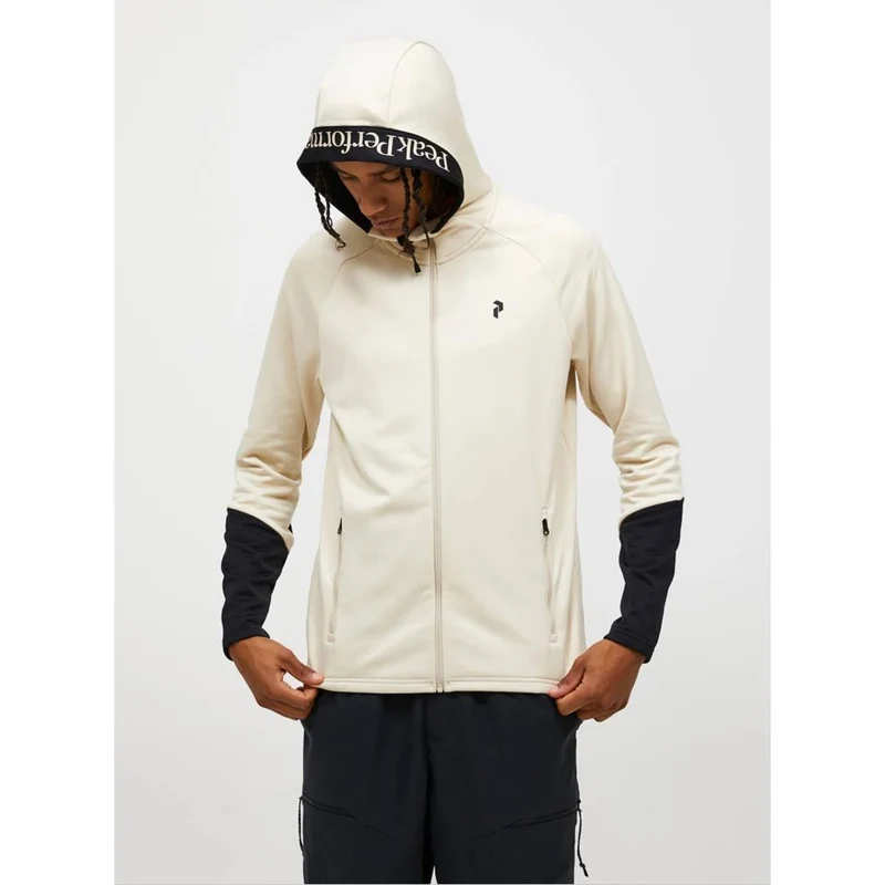 Peak Performance M Rider Essentials Zip Hood sand fog black Herren Fleecejacke