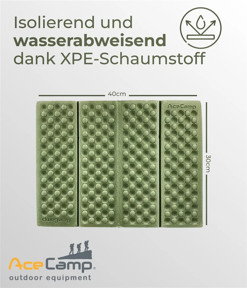 2er Set faltbares Thermo-Sitzkissen 40x30 cm – Grün