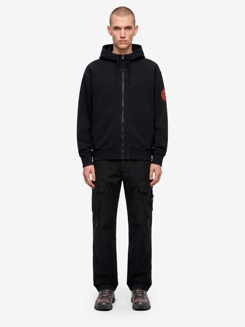 Felpa fleece con cappuccio con zip e stampa 'Vertical Placement'