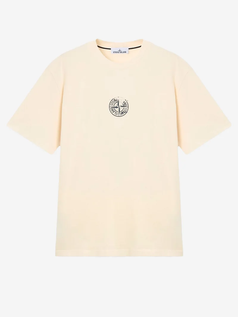 T-shirt avorio con stampa 'Vertical Placement'