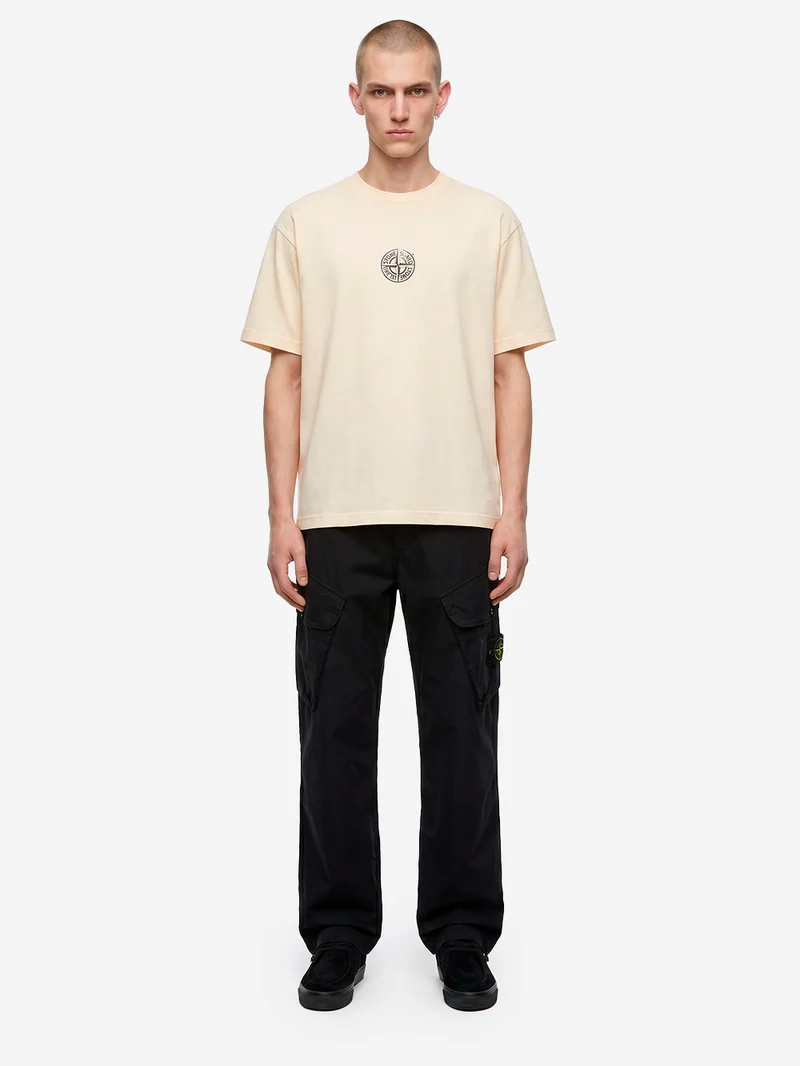 T-shirt avorio con stampa 'Vertical Placement'