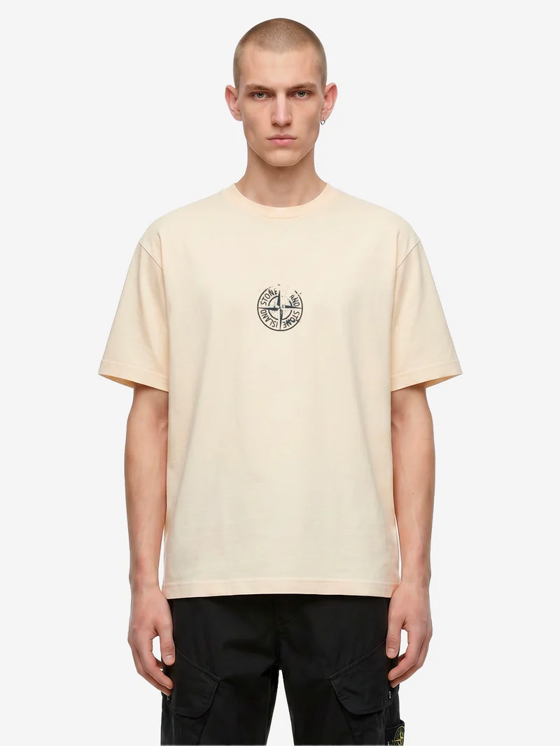 T-shirt avorio con stampa 'Vertical Placement'