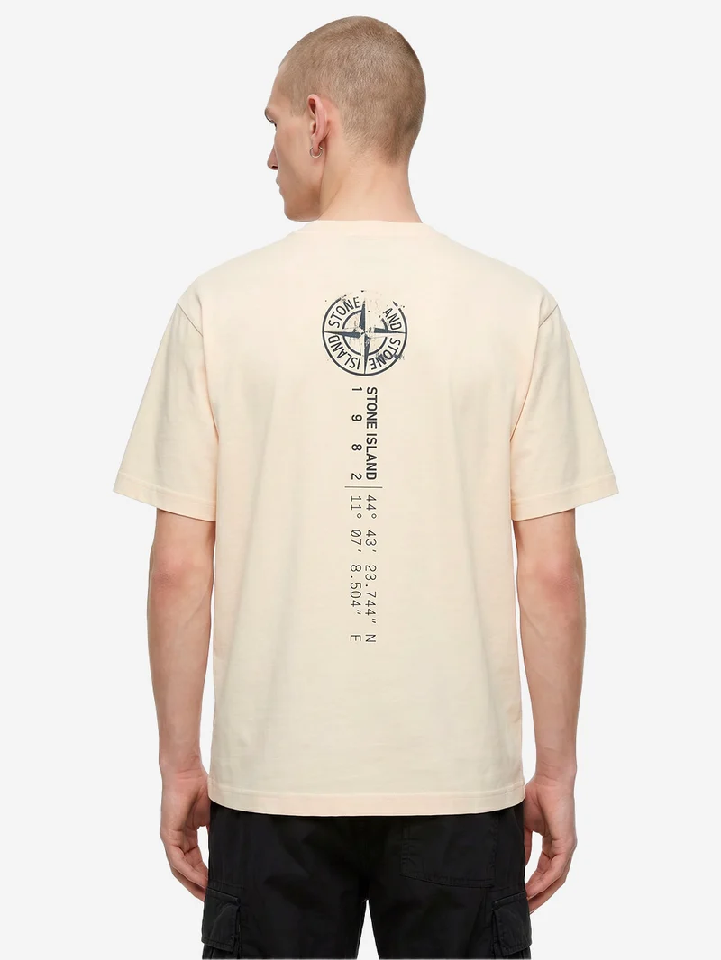 T-shirt avorio con stampa 'Vertical Placement'