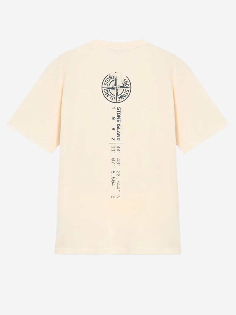 T-shirt avorio con stampa 'Vertical Placement'