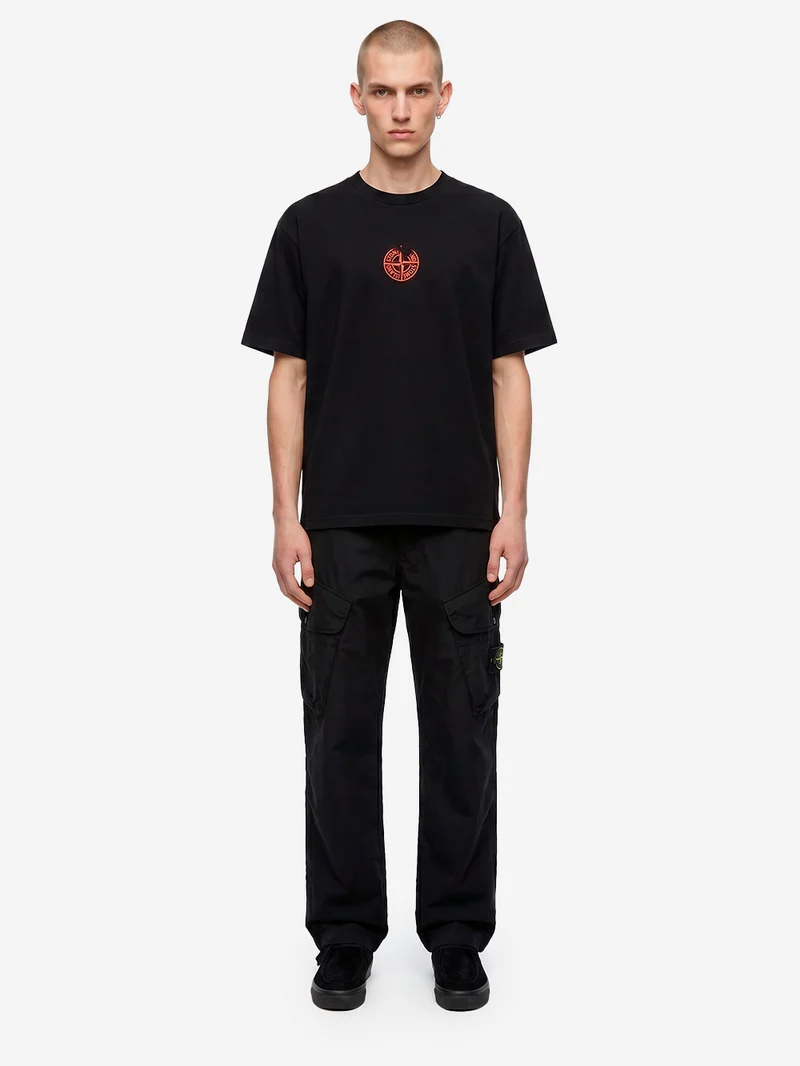 T-shirt nera con stampa 'Vertical Placement'