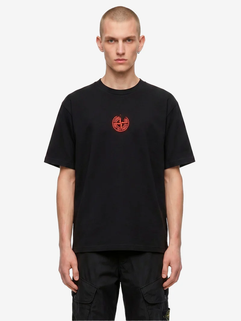 T-shirt nera con stampa 'Vertical Placement'