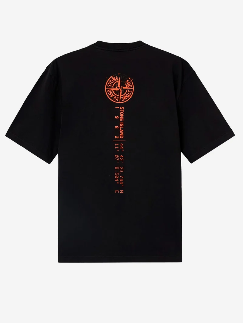 T-shirt nera con stampa 'Vertical Placement'