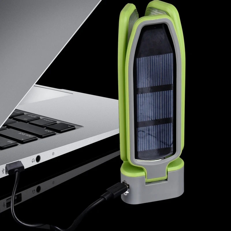 SURYA Solarlampe faltbar mit USB & Haken – AceCamp