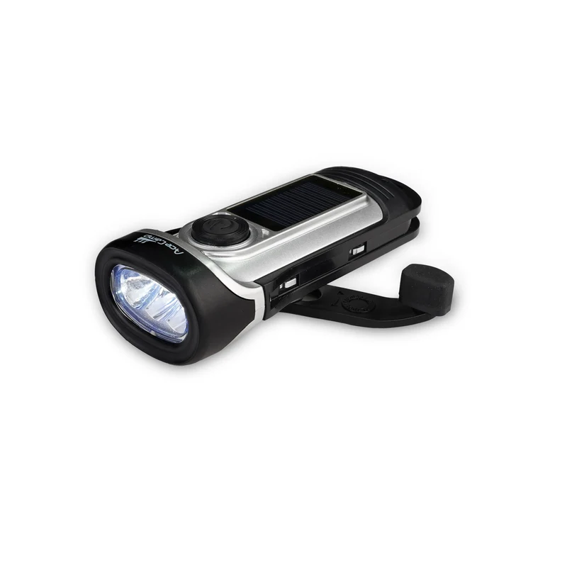DYNA Dynamo/Solar Taschenlampe mit Kurbel & 4 Lichtmodi