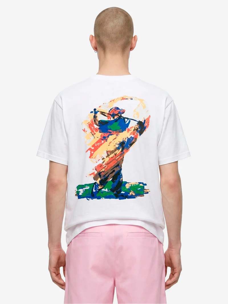 T-shirt bianca con grafica Golf
