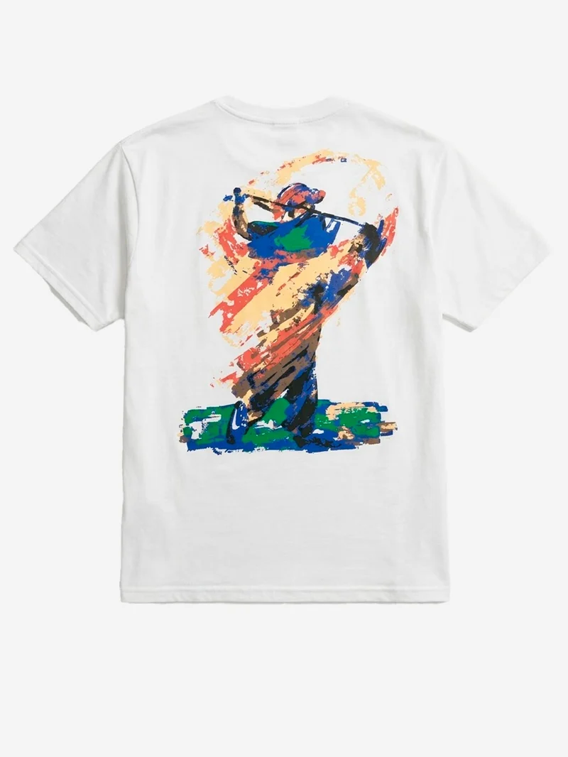 T-shirt bianca con grafica Golf
