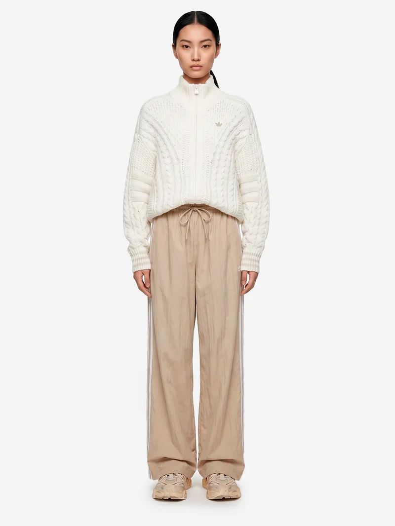 Pantaloni track beige Firebird con stripes bianche