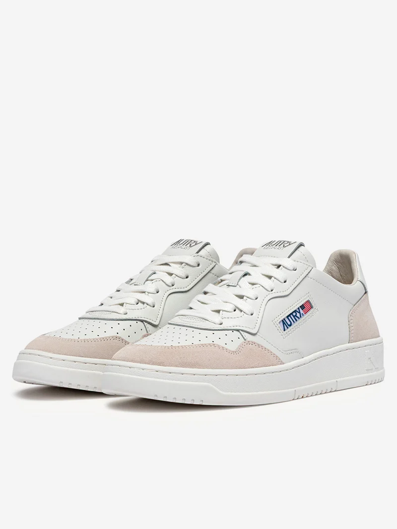 M Medalist Low in pelle bianca e beige