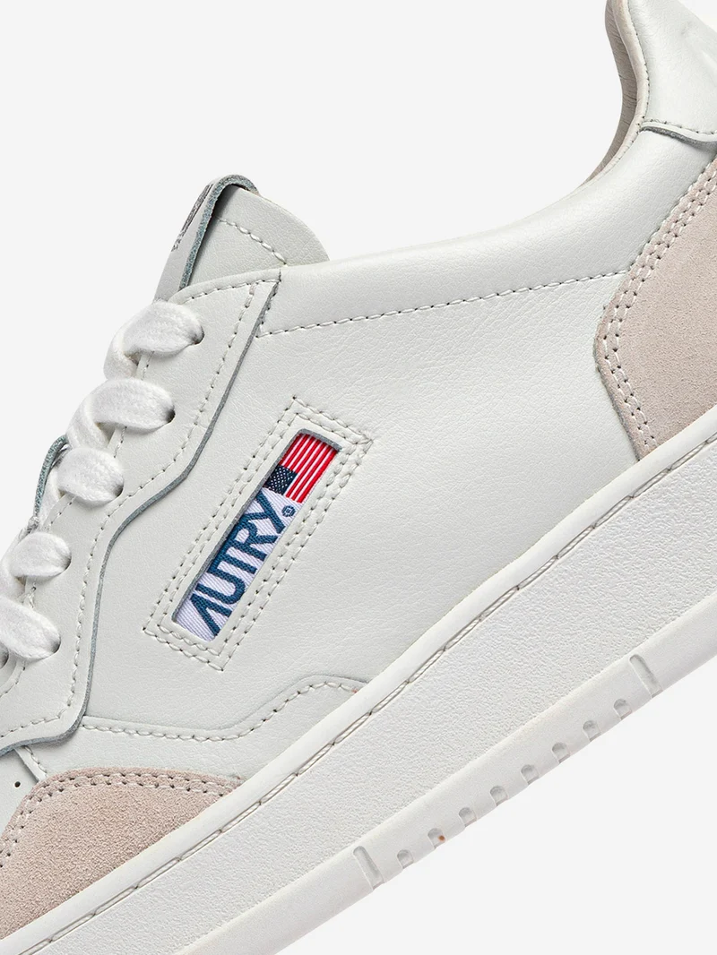M Medalist Low in pelle bianca e beige