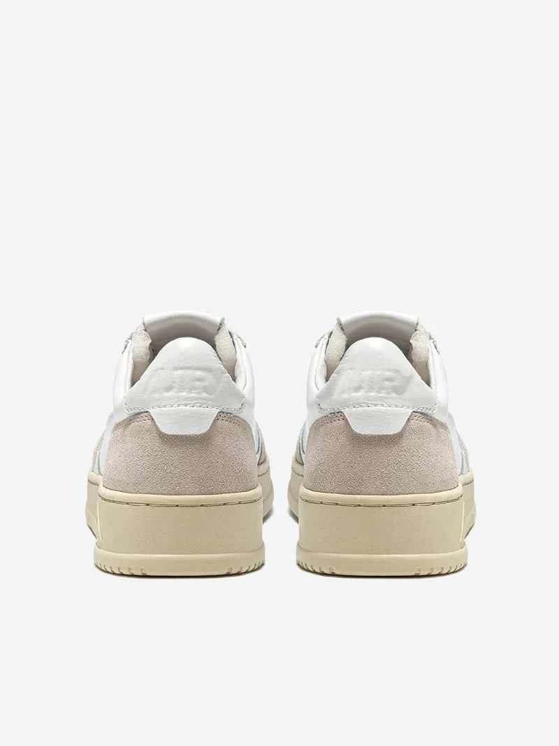 M Medalist Low in pelle bianca e suede beige