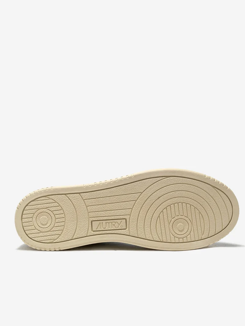 M Medalist Low in pelle bianca e suede beige