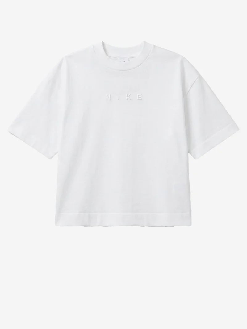 T-shirt bianca boxy fit cropped con logo lettering