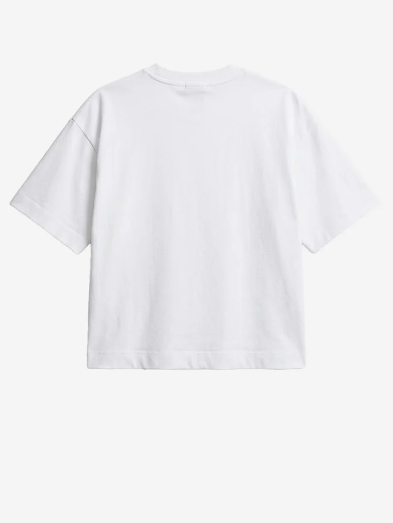T-shirt bianca boxy fit cropped con logo lettering
