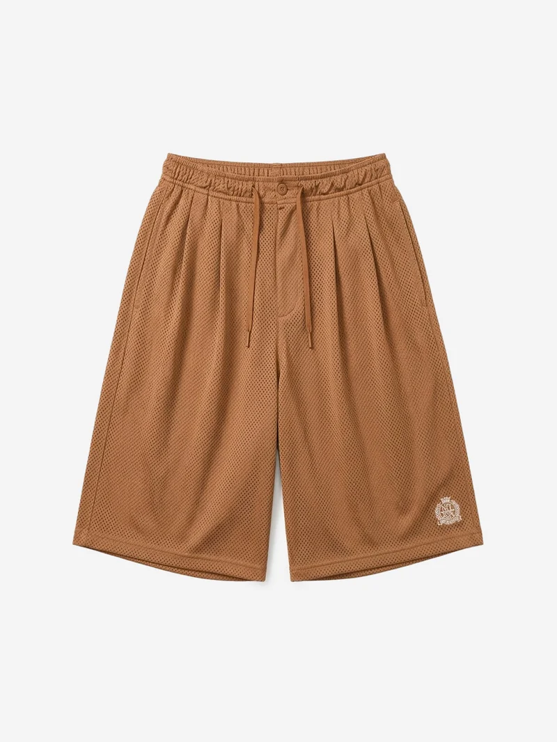 Shorts Club in mesh marrone