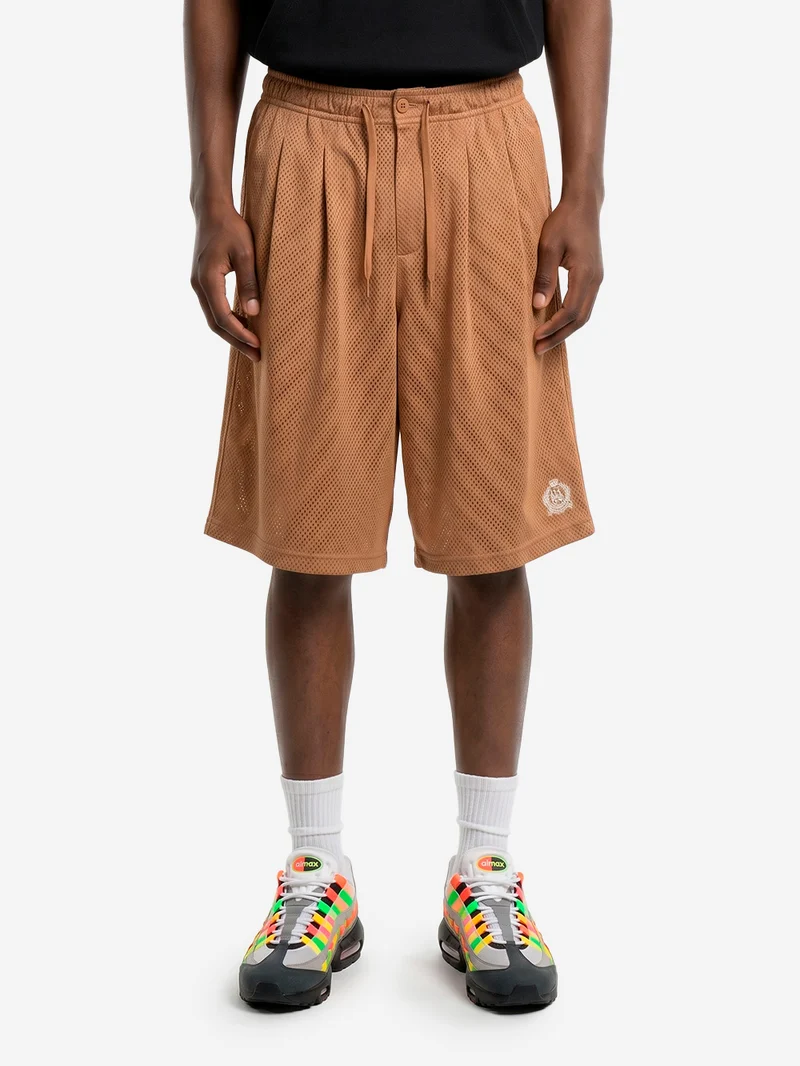 Shorts Club in mesh marrone