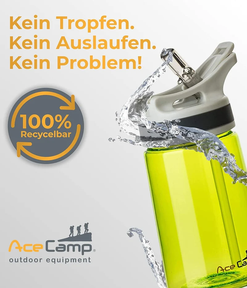 AceCamp TRITAN Trinkflasche 350 ml mit Springdeckel – Grün