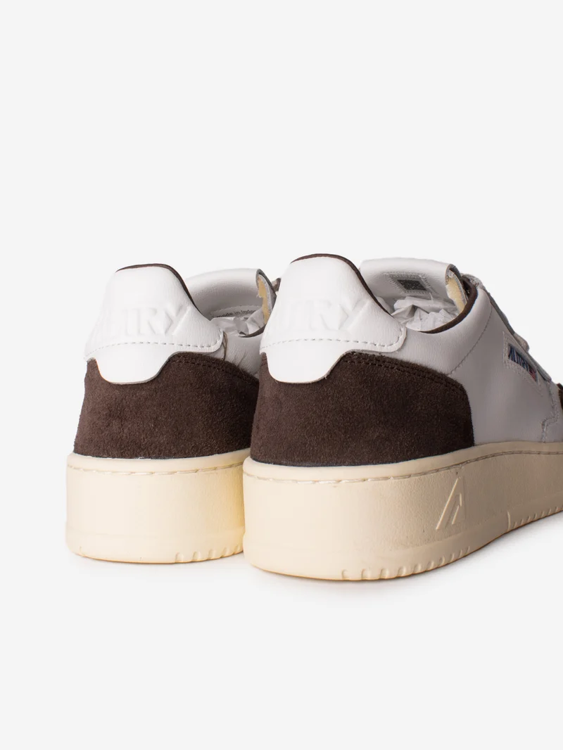 M Medalist Low in pelle bianca e suede mogano