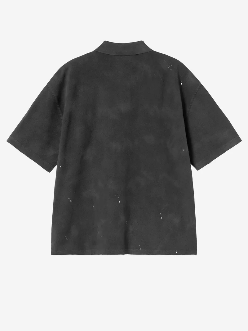 Polo Painter nera con trattamento distressed e vernice