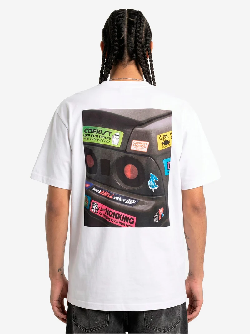 T-shirt bianca S/S con grafica 'Bumper car'