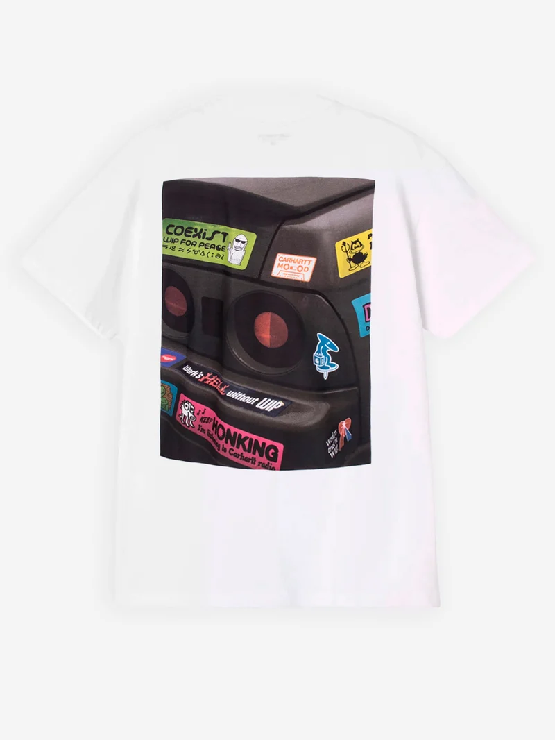T-shirt bianca S/S con grafica 'Bumper car'