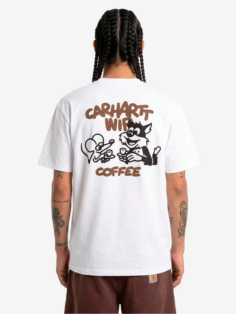 T-shirt bianca con grafica 'Coffee Break'