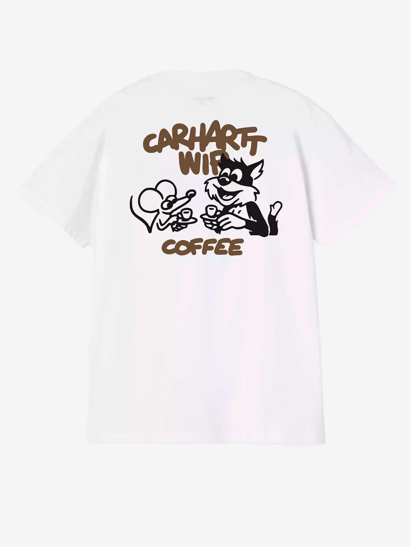 T-shirt bianca con grafica 'Coffee Break'