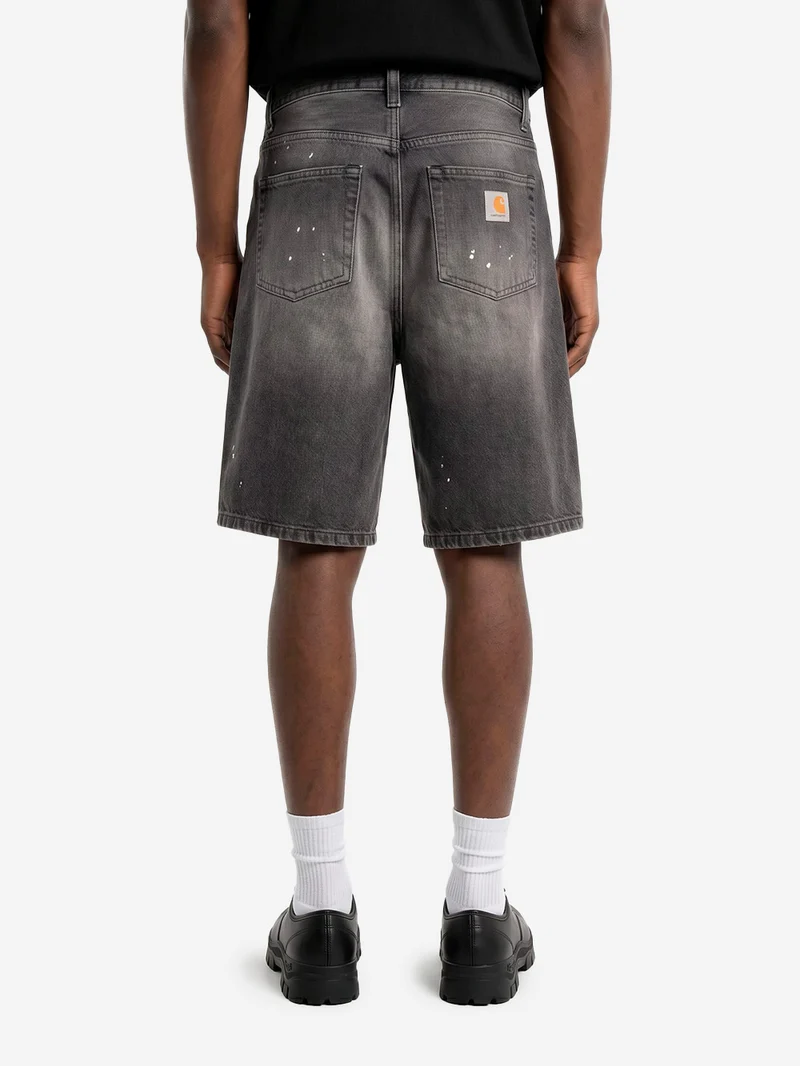 Shorts 'Landon' in denim nero lavaggio destroyed
