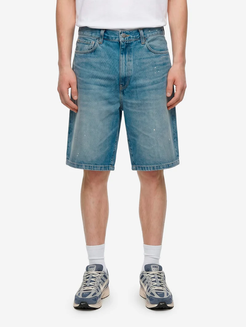 Shorts 'Landon' in denim blu lavaggio destroyed