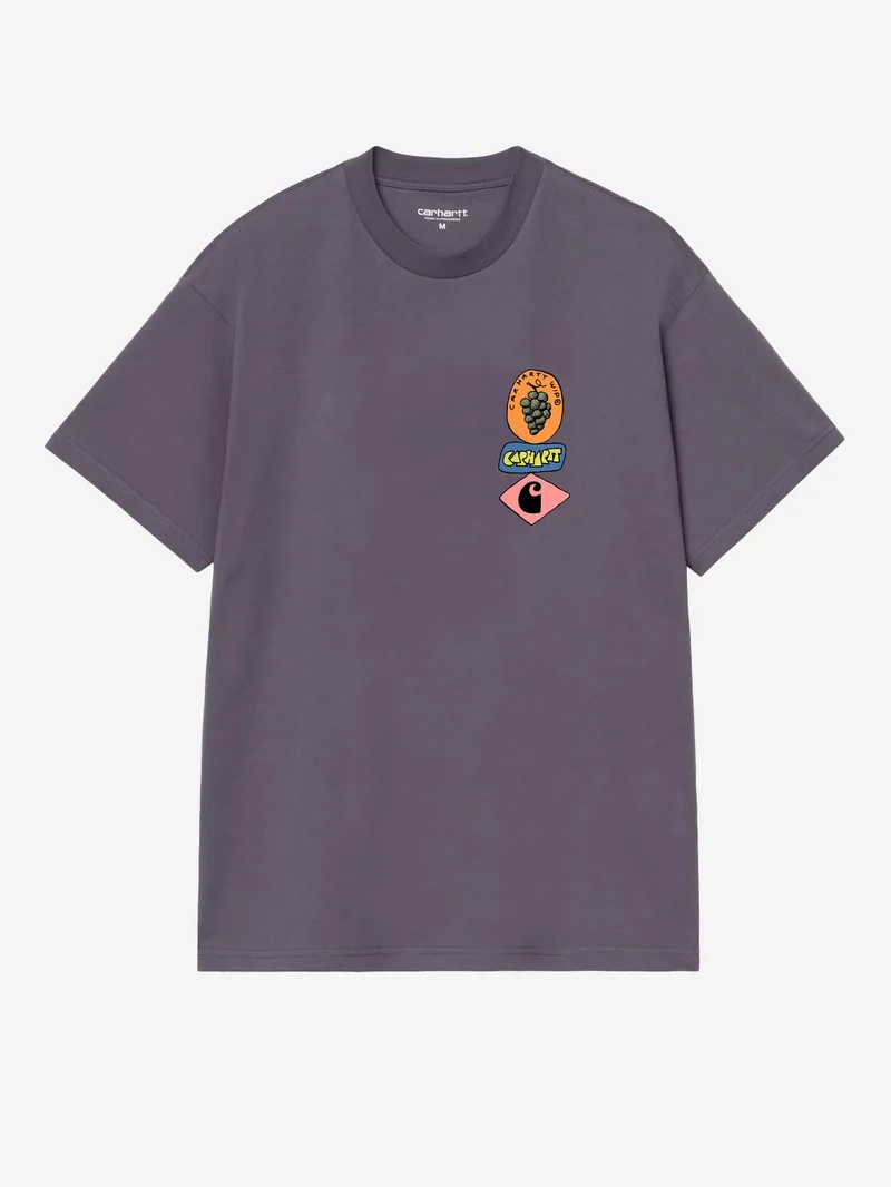 T-shirt viola S/S con grafica 'Stacked Grapes'