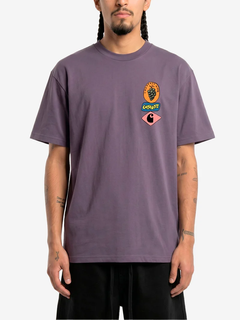 T-shirt viola S/S con grafica 'Stacked Grapes'