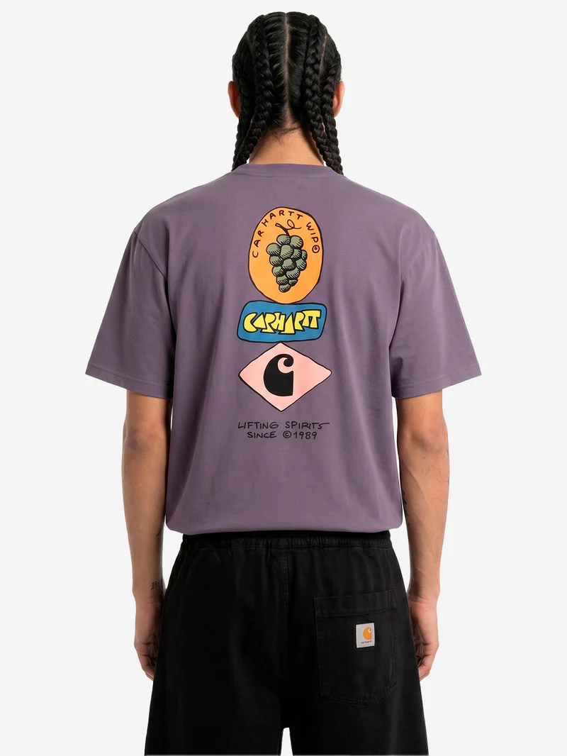 T-shirt viola S/S con grafica 'Stacked Grapes'