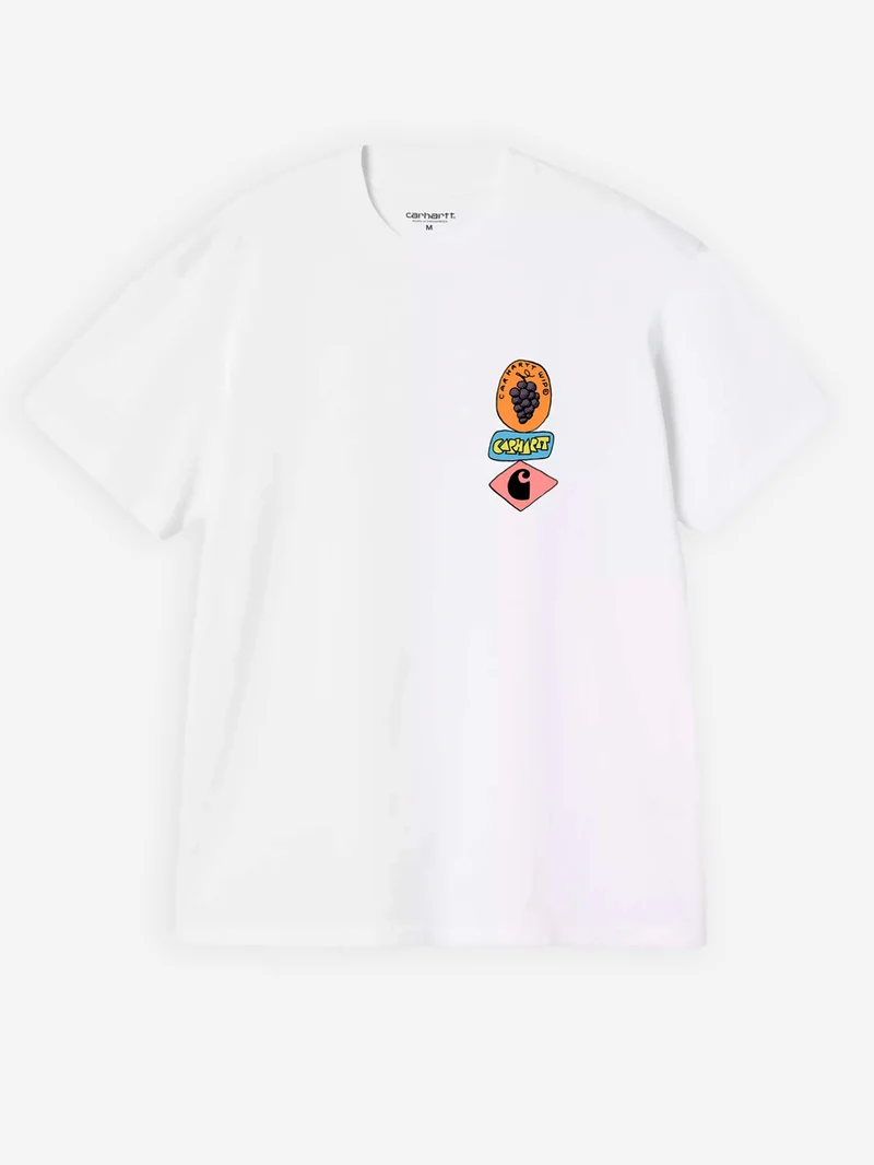 T-shirt bianca S/S con grafica 'Stacked Grapes'
