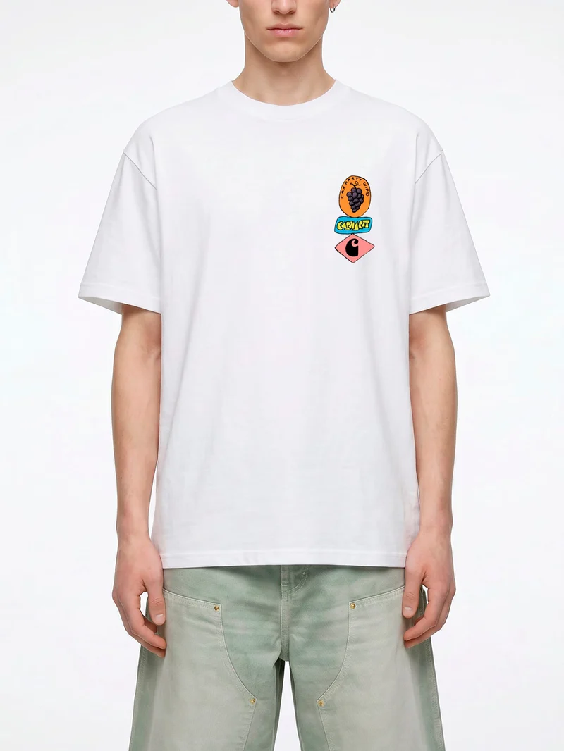 T-shirt bianca S/S con grafica 'Stacked Grapes'
