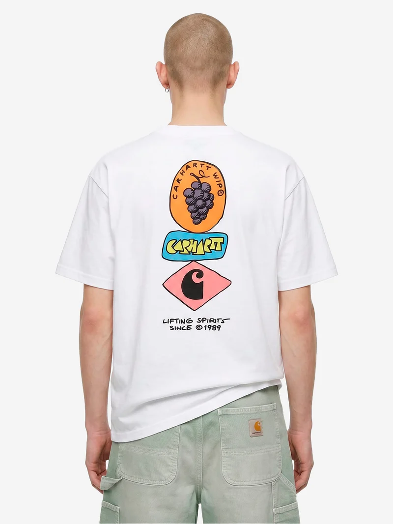T-shirt bianca S/S con grafica 'Stacked Grapes'