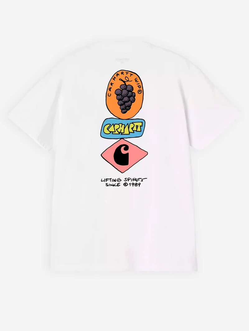 T-shirt bianca S/S con grafica 'Stacked Grapes'